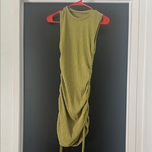 SHEIN Olive Green Ruched Midi Tank Dress